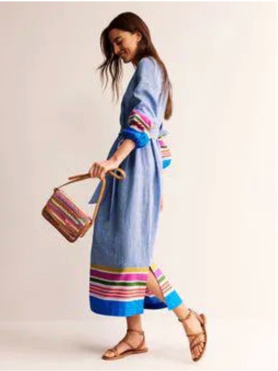 Boden Dresses & Skirts - New Boden Light Blue Maxi Dress Linen Cotton Blend